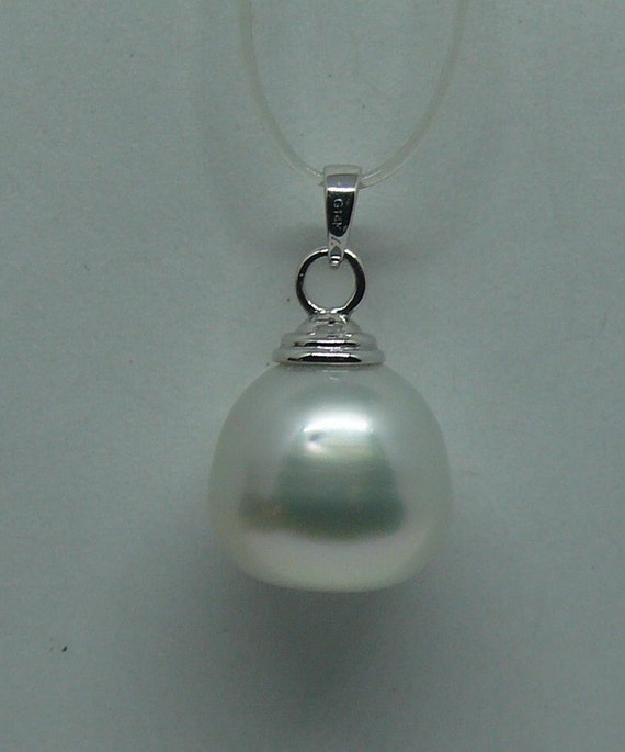 South Sea White Pearl 12.4 mm x 11.9 mm Pendant 14k White Gold