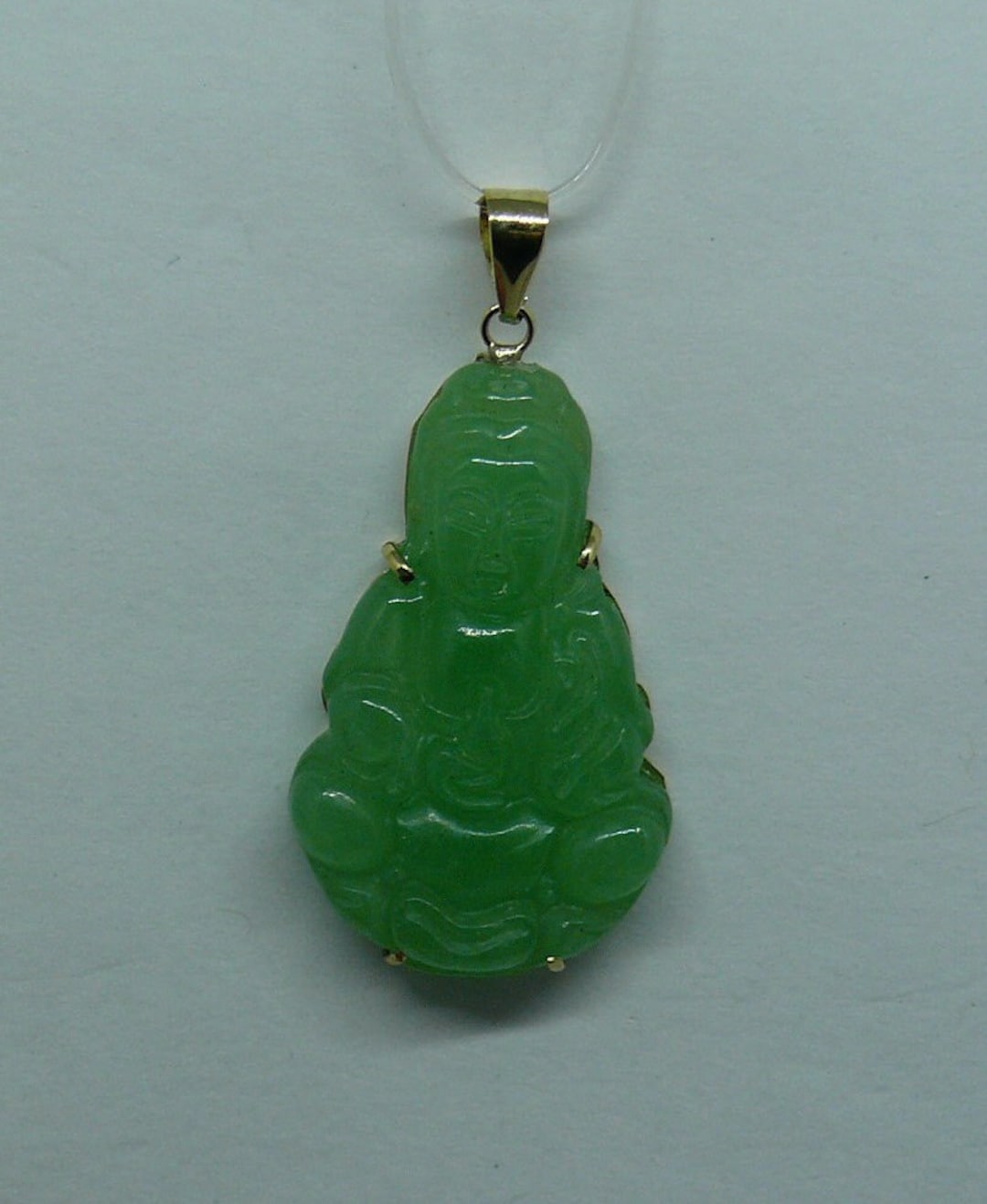 Pendentif BOUDDHA En Or 14K Avec Jade Vert - Vintage - Occasion