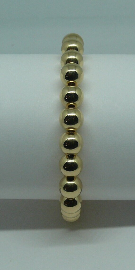 8mm 14k Gold Filled Beaded Bracelet 8" Long