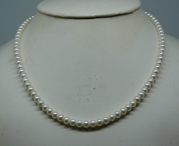 Freshwater White 4.5mm - 5.0mm Pearl Necklace with 14k White Gold Clasp 15"