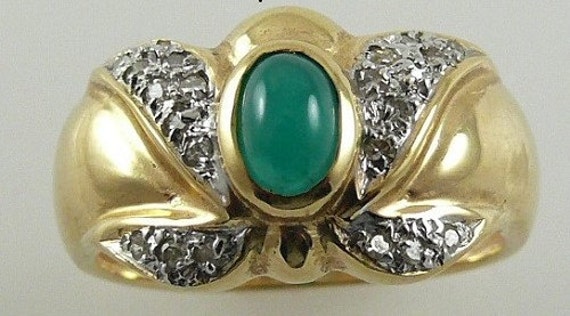 Emerald 0.53ct Ring 14k Yellow Gold with Diamonds