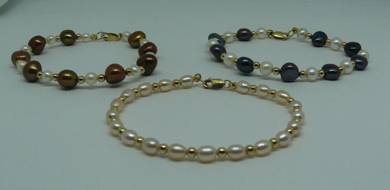 Freshwater Pearl III Bracelet Set with 14k Gold Filled Beads & Clasp