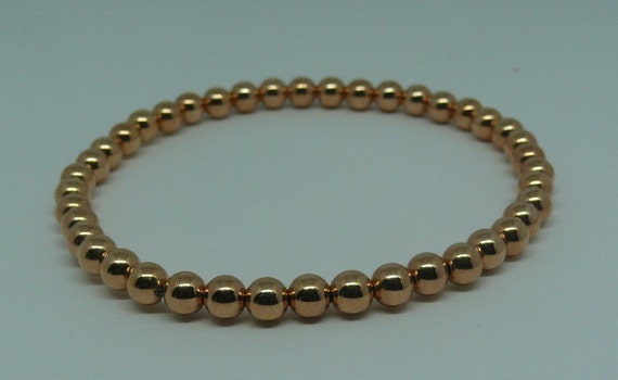 5mm 14k Rose Gold-Filled Beaded Bracelet 8" Long