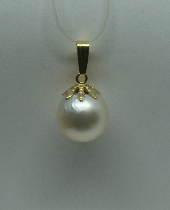 South Sea White Pearl 11.6 mm x 12.5 mm Pendant 14k Yellow Gold