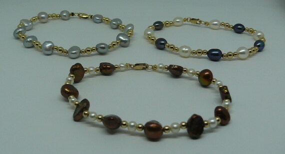 Freshwater Pearl III Bracelet Set with 14k Gold Filled Beads & Clasp