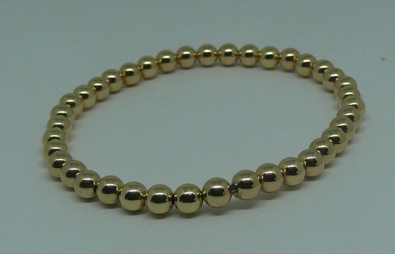 5mm 14k Gold Filled Beaded Bracelet 7 1/2" Long