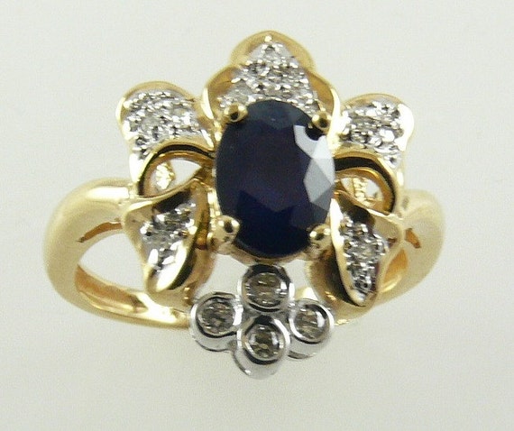 Sapphire 1.10ct Ring with Diamonds 0.20ct 14k Yellow Gold