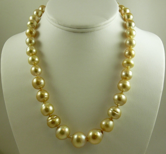 South Sea Golden 15.7mm x 17.1mm Pearl Necklace 14K Yellow Gold Clasp