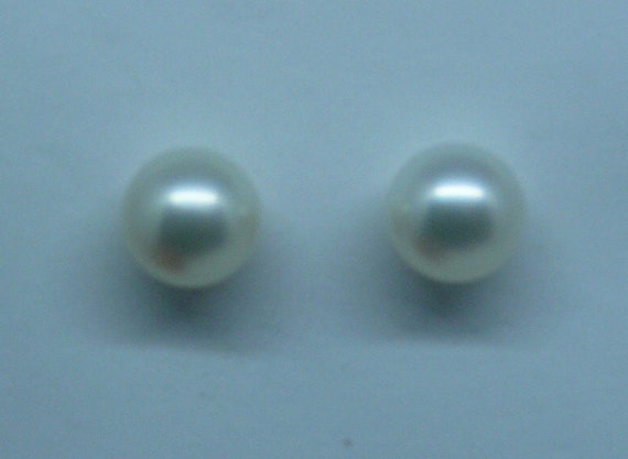 South Sea White 10.9 mm Pearl Earring Stud 14k Yellow Gold Post & Push Backs