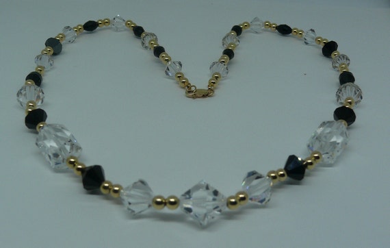 Austrian Crystal Necklace with 14k Gold Filled Beads and Lobster Lock