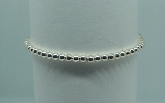3mm Sterling Silver Beaded Bracelet 5.5" Long