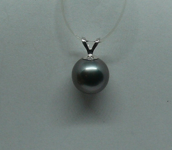 Tahitian Gray 9.2 mm Pearl Pendant 14k White Gold