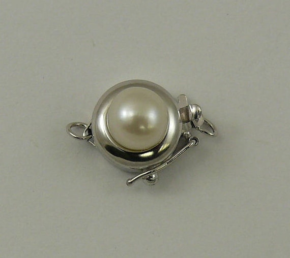 Freshwater White 6.6 mm Pearl Clasp 14k White Gold