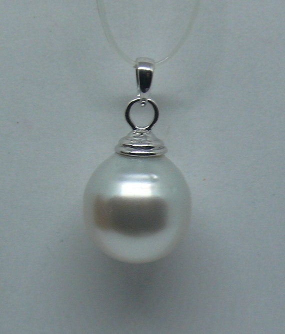 South Sea White Pearl 11.9 mm x 12.2 mm Pendant 14k White Gold