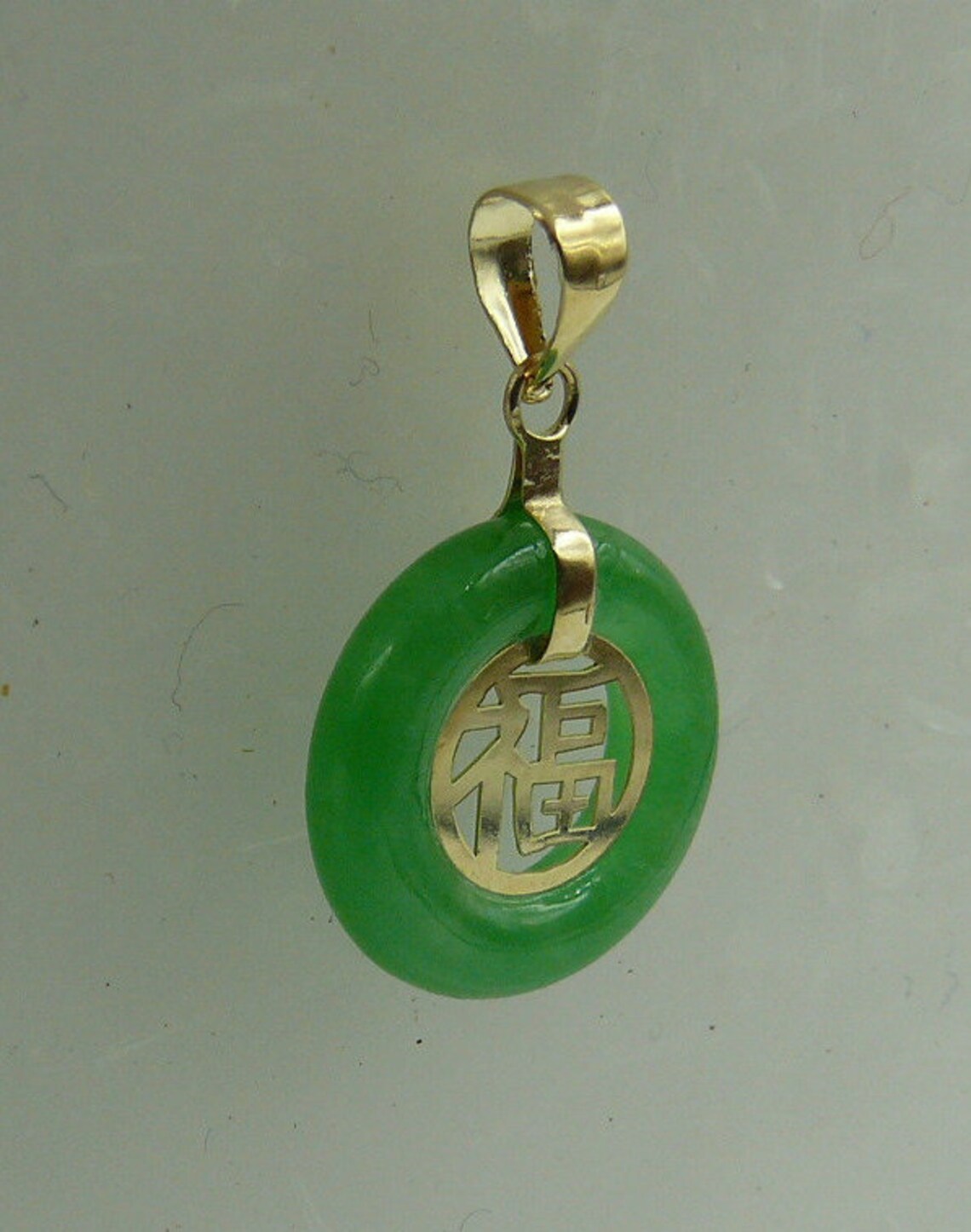 Green Jade Life Save Good Luck Pendant 14k Yellow Gold Etsy