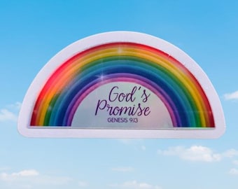 God’s Promise Rainbow Sticker, Genesis 9:13 sticker, Holographic sticker, Biblical sticker