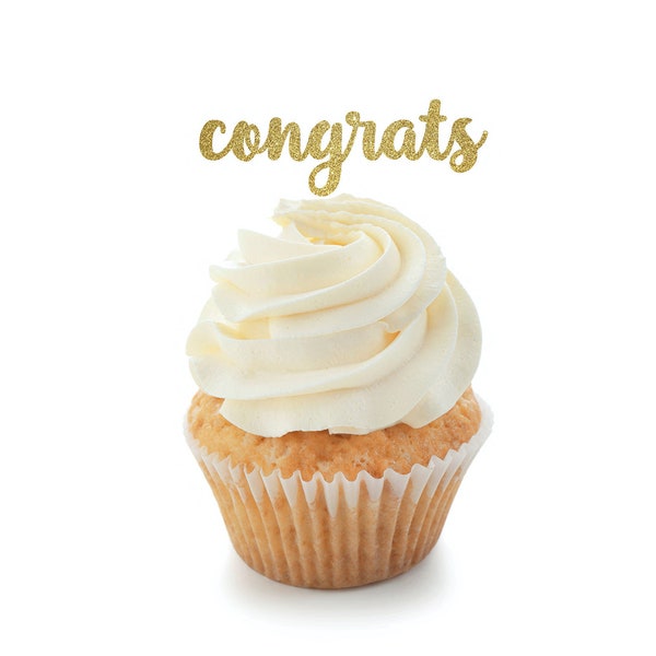 Congrats Cupcake Toppers, Congratulations Food Picks, Graduation Party Decorations, Retirement Cupcake Toppers, Promotion Party, Congrats