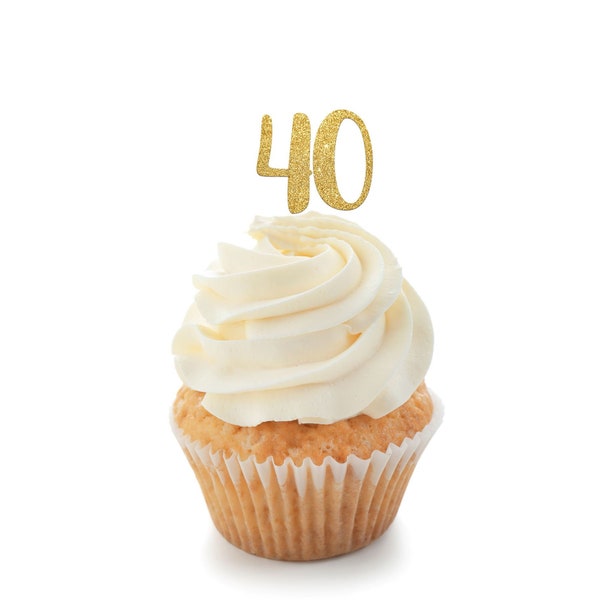 40 cupcake topper, happy 40th birthday, 40th birthday, cupcake topper, cake topper, forty, fortieth, glitter toppers, birthday decorations