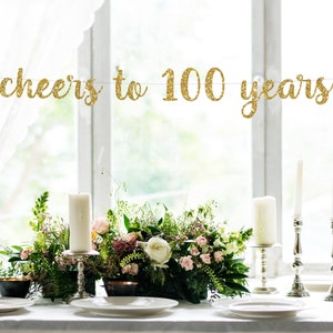 100周年を祝うバナー、100歳の誕生日パーティー、100周年、100歳の誕生日のサイン、100歳の誕生日の装飾、100歳のパーティーのバナー