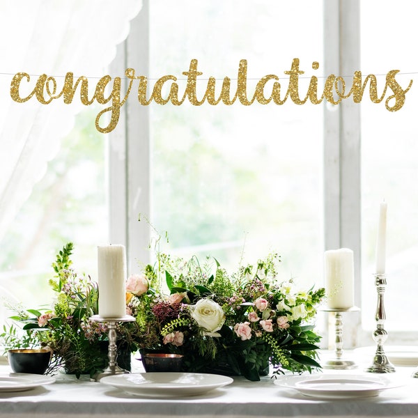 Congratulations Banner | Congratulations Sign | Engagement Party Decorations | Engagement Party Banner | Bridal Shower Decoration | Congrats