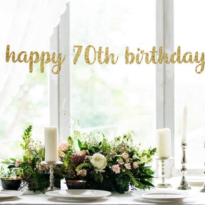 happy 70th Birthday Banner, 70th Birthday Banner, Happy 70th Birthday Sign, Birthday Party Banner, Glitter banner,Happy 70th Birthday