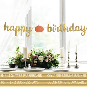 Bannière joyeux anniversaire, bannière citrouille joyeux anniversaire, bannière citrouille anniversaire, décoration citrouille, anniversaire citrouille