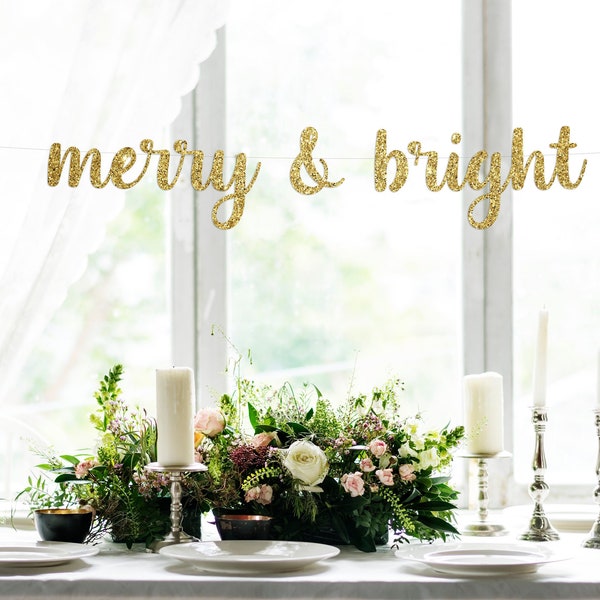 Merry & Bright Banner - Merry Christmas Banner - Christmas Banner - Christmas Decorations, merry and bright, merry Christmas,