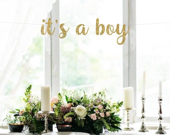 Its a boy banner baby boy banner baby shower boy baby shower decoration gender reveal banner gender reveal decor gold banner its a boy sign