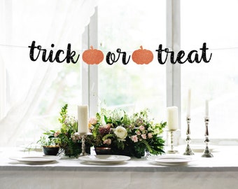 Trick or Treat Banner, Halloween Banner, Trick or Treat, Halloween Party, Birthday Party, Photo Prop, Halloween Decors, Party Decors