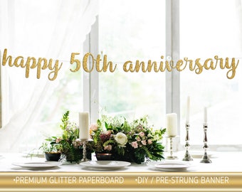 50th Anniversary Glitter Banner | 50 Years Blessed | Cheers To 50 Years | 50th Wedding Anniversary | Happy 50th Anniversary Banner l 50th