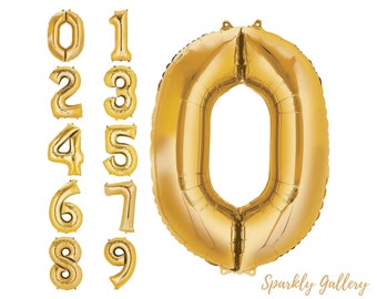 16 Inch Numbers, Gold Number Balloons, Number Balloons, Jumbo Number Balloons, Gold Number Balloons, Milestone Birthday Balloons