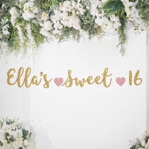 Custom Sweet 16 Banner, Happy Sweet 16 Banner, 16th Birthday Banner, 16th Birthday Decorations, Happy Sweet 16, Custom Name banner
