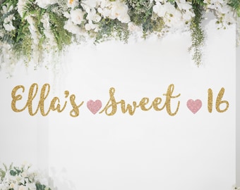 Custom Sweet 16 Banner, Happy Sweet 16 Banner, 16th Birthday Banner, 16th Birthday Decorations, Happy Sweet 16, Custom Name banner