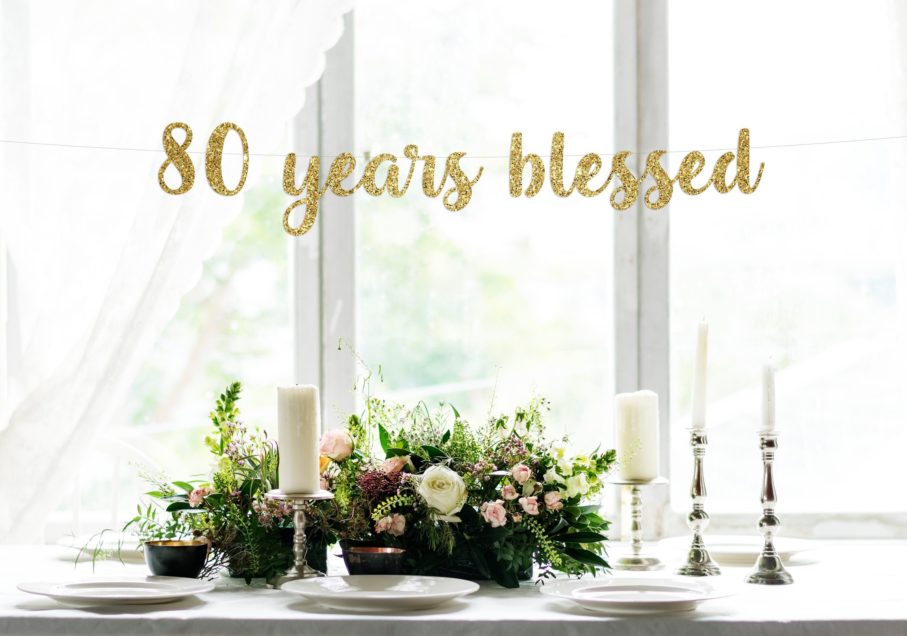 80 years blessed banner, happy 80th birthday, cheers to 80 years, 80 years loved, 80th birthday decor, 80th birthday party, 80 years