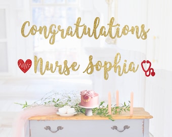 Nurse banner, nurse graduation party decorations, nurse grad banner, nurse graduation banner, nurse personalized banner, grad party banner