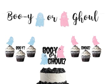 Boo-y or Ghoul Gender Reveal Banner: Halloween Baby Shower Decor