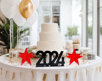 Centros De Mesa De Graduación 2024, 2024 Y Centros De Mesa De Estrellas Para Decoraciones De Fiesta De Graduación 2024, Decoraciones De Mesa De Graduatio 2024