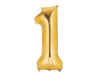 16" 1 Gold Balloon- Giant Gold 1 Balloon- Gold Number One Balloon- Giant Number 1 Balloon- First Birthday Balloon