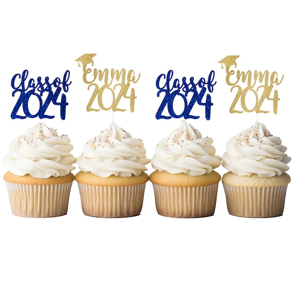 Class of 2024 Graduation CupCake Topper, Custom Name 2024 CupCake Toppers, Congrats Grad Decor Seniors Cake Topper Seniors 2024