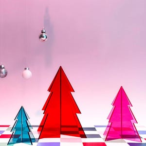 Countertop Christmas Tree, Rainbow Acrylic Mini Christmas Trees, Ideal Table Top Christmas Tree, Decorative Christmas Trees