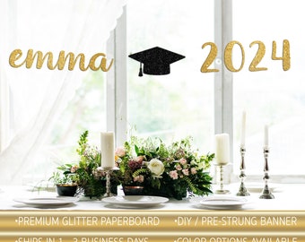 Custom Graduation Banner - 2021, 2022, 2023, 2024 Graduation Banner - Congratulations Grad Banner - Personalized Name Graduation Banner