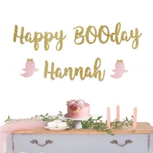 Happy Birthday Banner, Gold Halloween Birthday Banner, Happy Birthday Sign, Birthday Party Banner, name Happy Birthday Banner