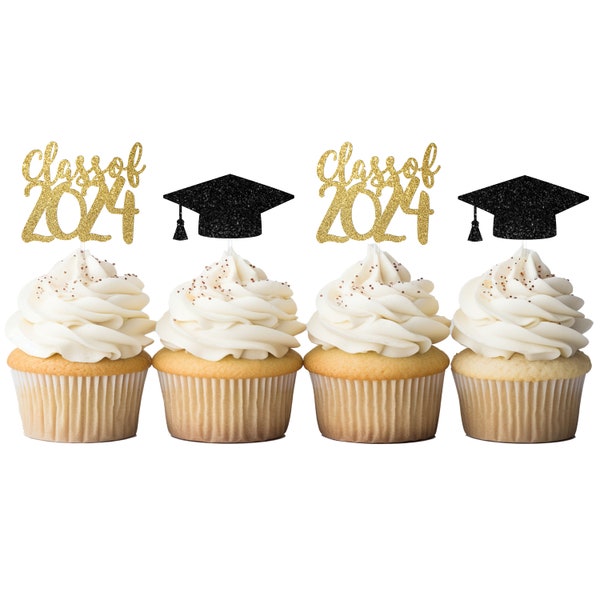 Class of 2024 Graduation CupCake Topper, 2024 CupCake Toppers, Congrats Grad Decor Seniors Cake Topper Seniors 2024, Graduation Cap