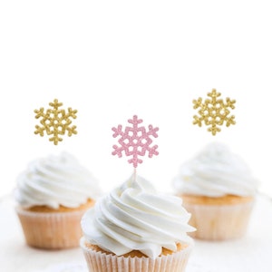 Snowflake Cupcake Toppers, Winter Wonderland, Frozen, Cupcake decor, Winter Themed Party, Christmas decorations