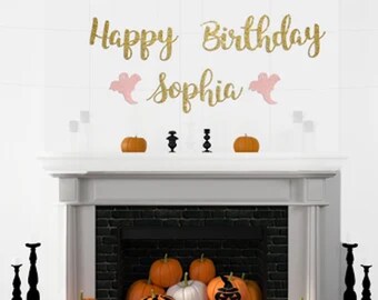 Halloween Birthday Banner, Custom Happy Birthday banner, Halloween Party Banner, Halloween First Birthday, Halloween Party Decor