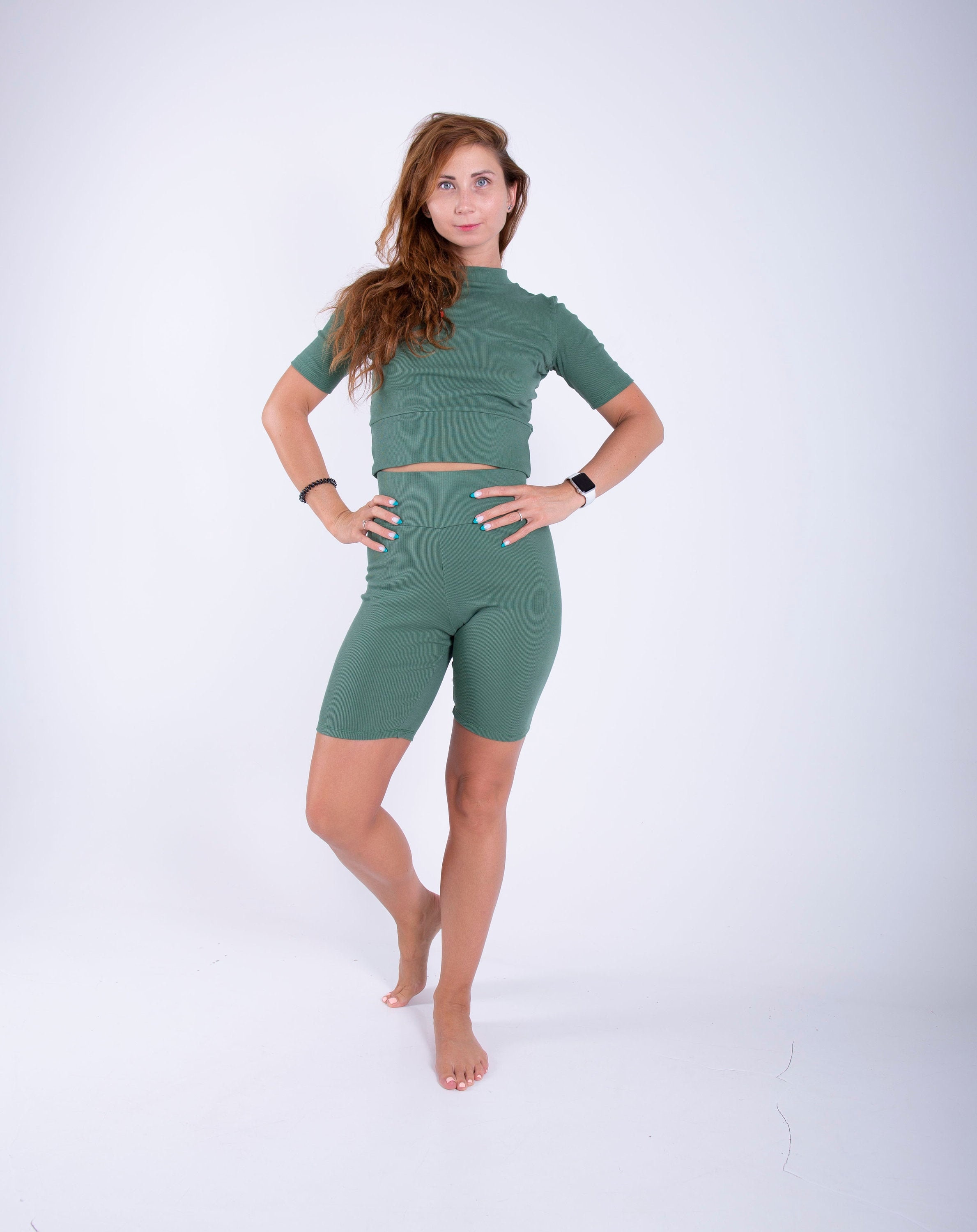 Ribbed crop top and bike shorts Etsy