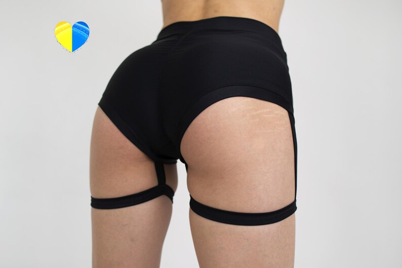 Black High Waist Shorts High Waisted Shorts With Garters Etsy