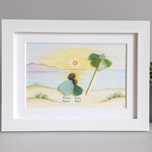 Mom Daughter Sea Glass Art, Personalized Mother’s Day Gift from Daughter, Birthday SeaGlass Mother & Daughter, By The Sea, Family Art