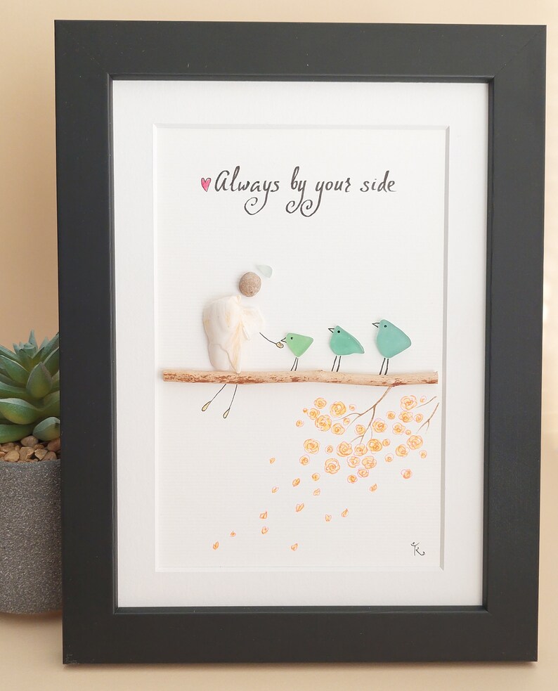 Sea Glass Angel Sea Glass Art House Glass Birds Pebble Art Etsy