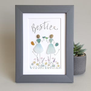 Sea Art, Picture Friends, Bestie, Celebrating Friendship, Friend Sea glass Art, Pebbles Art, Sea Glass Art